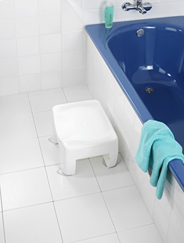 WENKO 7336100 Badewannenhocker Secura – rutschfest, 150 kg Tragkraft, Kunststoff, 40 x 21 x 31 cm, Weiß - 4