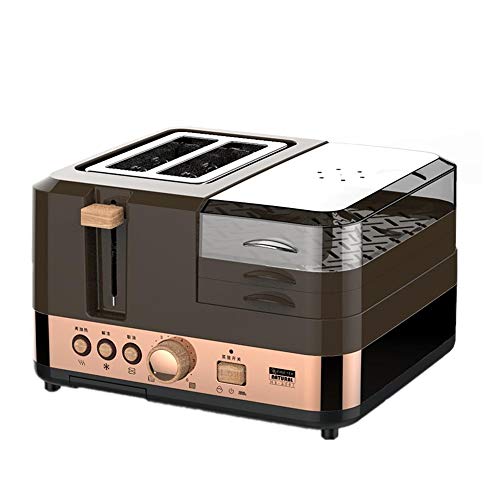 GRASSAIR Machine À Déjeuner Multifonctions Électrique Pain De Cuisson-2 Tranches Four Grille-Pain/Eggs Vapeur/Saucisse Omelette/Poêle À Frire/Grill, Décongélation De Chauffage Anti-Carte