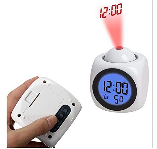 Preisvergleich Produktbild YXST Projektionswecker Anzeige Der Temperaturanzeige Mit Mehreren Funktionen,White