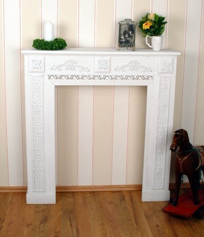 Romantische Kaminumrandung, Wandverzierung, Kaminrand, Kamin, Kamindekoration für schöne Wohnambiente, ideal für Wohnzimmer, Arbeitszimmer oder Kaminzimmer, einzigartig schönes Möbelstück - Palazzo Exclusive