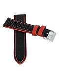 Echt Leder Uhrenarmband 18-22mm Rally in verschiedenen Farben mit Naht Armband schwarz-rot 20mm