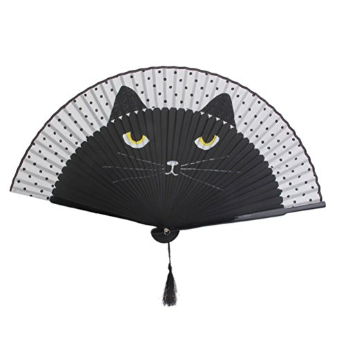 OULII Hand-Fan Männer Hand Held Fans Falten Fan Party Favor (schwarz)