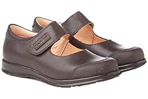 ANGELITOS Merceditas Colegiales para Niñas con Puntera Reforzada Todo Piel, mod.463. Calzado infantil Made in Spain, Garantia de calidad. (37, Marrón)