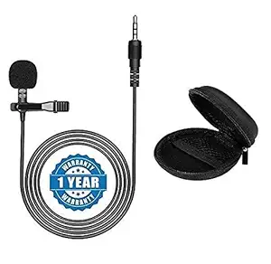 BONIFA Noise Cancellation Clip Collar Mic Condenser for YouTube Video | Interviews | Lectures Travel Videos Mic for Mobile (with Handsfree Pouch & Warranty)