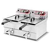 Equipementpro - friteuse professionnelle en acier inoxydable - friteuse inox - friteuse professionnel - friteuse à beignets avec robinet d'évacuation des graisses bac à huile (2 * 10 Litres)