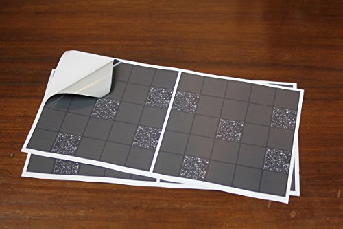 30 stück Fliesenaufkleber für Küche und Bad (Tile Style Decals 30xTP 71 -6in- Black Glitter Mosaic) | Mosaik Wandfliese Aufkleber für 15x15cm Fliesen | Fliesen-Aufkleber Folie Farbe – Mitternachtsblau | Deko-Fliesenfolie für Küche u. Bad (15cm – 30 stück, Schwarz Mosaic) - 6