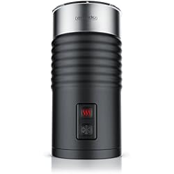 arendo - Mousseur à Lait électrique MilkLoud - L'Original - 2 Touches pour moussage à Chaud et à Froid - Surface Soft Touch - avec revêtement Anti-adhésif - Noir
