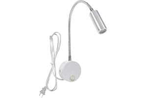 Youngine 3W flessibile a collo di cigno applique da parete lampada da lettura luce mostra accento luce montaggio a parete spot lampada apparecchio con interruttore on/off (argento caldo bianco)