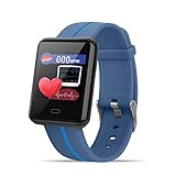 DJym Activity Tracker, Heart Rate Monitor Watch, Step Counter Wristband, Sleep Monitoring Pedometer, Waterproof Calorie Counter, for Kids Women & Men,Blue