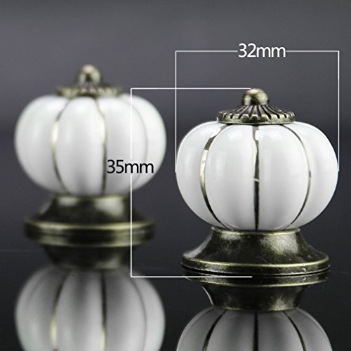 Schönes Leben* 10 Pcs Möbelknopf Schrankknöpfe Möbelknöpfe Set Möbelgriff SetRetro Keramik Türknopf Weiss Kürbis - 4
