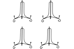 TINCOGO (4 pack)Iron Display Stand, Black Iron Easel Plate Display Photo Holder Stand, Displays Picture Frames, Cookbooks, Decorative Plates, Tablets and Art 4 Inch