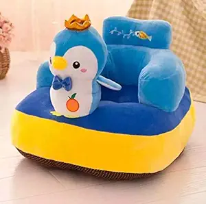 SHOPICTED  Velvet Penguin Shape Baby Soft Plush Cushion Sofa Seat or Rocking Chair for Kids (0 to 4 Years , Blue)