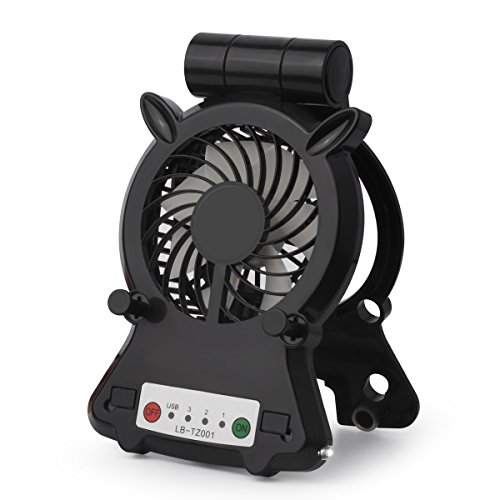 Zuoao Tablet Handys Halter Ständer Handy-Kühler/Mini-Ventilator mit Klappständer LED Lampe und USB Ständer Tischständer Multi-Winkel Halterung Tablet Halter für Handy Tablet (Schwarz)