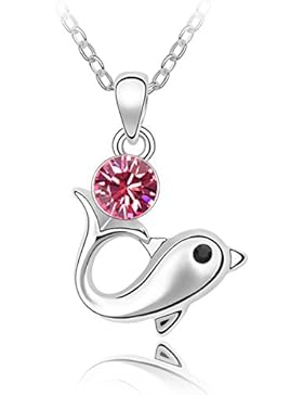 ufengke® Mädchen Schöne Delphin Anhänger Halskette, Österreich Kristall, Weißes Gold Überzogen, Kettenlänge 40cm...