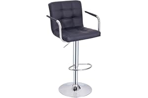 Panana Barstool with Armrest Mid Back Bar Stool for Pub Counter Home Kitchen Breakfast Swivel Chair (1 x Stool, Black)