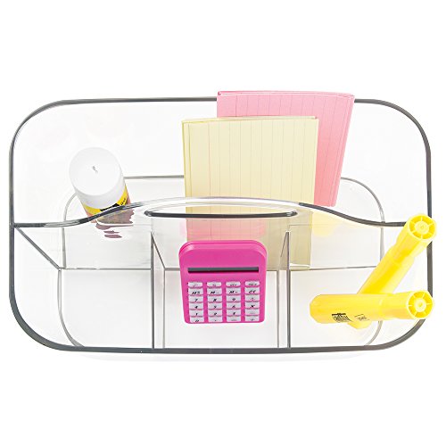mDesign Organizador de escritorio con asa incorporada para guardar art culos de papeler a Organizador de oficina Clasificador de pl stico con 4 compartimentos transparente mDesign Organizador de escritorio con asa incorporada para guardar art culos de papeler a Organizador de oficina Clasificador de pl stico con 4 compartimentos transparente
