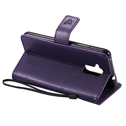 Cozy Hut Mehrfarbige PU Leder Klappe Tasche Schutz Hülle für Huawei Honor 5C in Ölmalerei Stil Colorful Painting Flip Case KunstLedertasche Etui Schutz Hülle Handytasche mit Standfunktion Kartenfächern(Katzen und Baum) – lila - 3