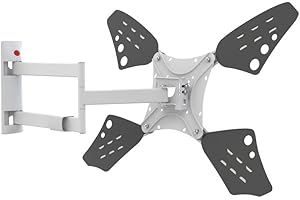 Barkan Długi biały uchwyt ścienny do telewizora, 33.0-203.2 cm pełny ruch przegubowy – 4-ruchowy płaski/zakrzywiony wspornik ekranu, nośność do 49 kg, niezwykle wysuwany, pasuje do LED OLED LCD