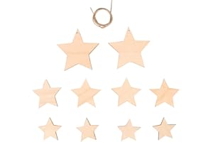 Rayher Assortiment d’étoiles, 11 pces, bois naturel, FSC mix Credit, 3,5-7,5cm, à personnaliser, arts créatifs, décorations, couronnes, Noël-46623505