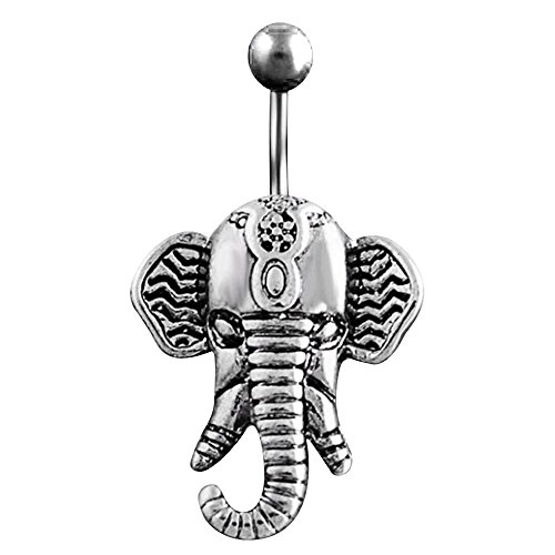 Preisvergleich Produktbild Contever® Niedlich Elefantenkopf Nabelpiercing - 316L Chirurgenstahl Anti-Allergie Nabel-Ring-Bauch-Ring baumeln Piercing