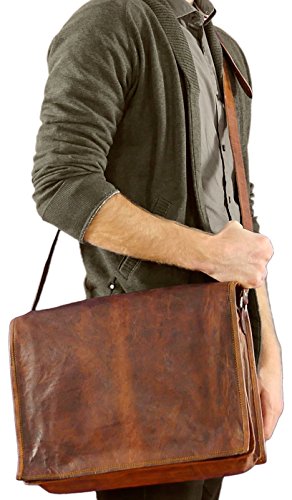 Gusti Leder nature „Max“ Umhängetasche 37 cm x 28 cm x 10 cm Laptoptasche 15,4″ College Ledertasche Vintage Braun U4 - 2