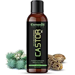 Elemensis Naturals Pure Castor Oil, Cold Pressed, To Support Hair Growth, Good Skin and Hair, 100ml