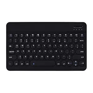 Decdeal 0301 Wireless BT Keyboard Ultra-Thin Mini Portable Round Keycap 78 Key Keyboard for Android/Windows/iOS Tablet/Laptop Black