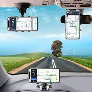 XGMO Chimti Smart Phone Car Cradle Safe Stable and One Hand Operational Easy Installation Compatible with Car Dashboard, Rear View Mirror & Car Sunshade fit for All Smartphones Upto 6.0