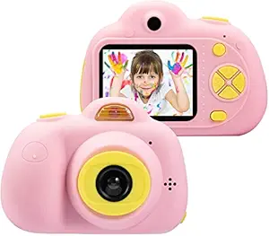 Sanyipace Kids Digital Cameras for 4-9 Year Old Boys,2 Inch LCD Screen Toy Video Camera Birthday for Teen boy, Festival Present for 5-7 Years Old Boy,Camo(16GB Memory Card Included) Pink