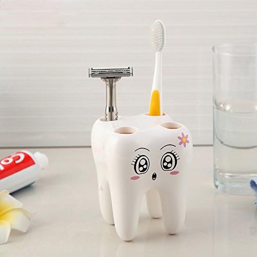 LeScorecor(TM)Cute Cartoon 4 Hole Toothbrush Holder Tooth Style Stand Container Cradle Bathroom Accessory #EE