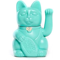 Gato de la Suerte. Lucky Cat. Maneki Neko. COLOR AGUAMARINA 10x6x15cm.