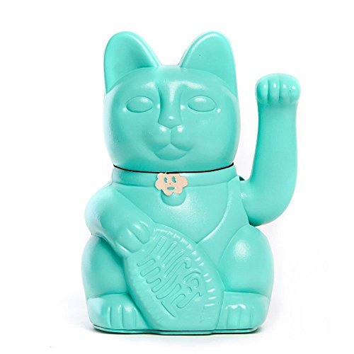Gato de la Suerte. Lucky Cat. Maneki Neko. COLOR AGUAMARINA 10x6x15cm.