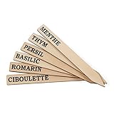 La Cordeline – 6 Etichette In Legno Per Piante Aromatiche, 18 X 2 Cm, Con Marchio, Ideali Per Orto E Giardino