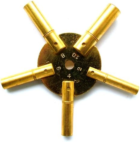 MKCLOCKS Pair Brass Star Clock Winding Keys Imperial Sizes