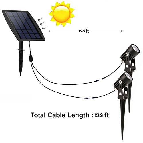 Keynice 2 pack Lampe Solaire Waterproof Extérieur Spot à LED Extérieur / Etanche pour Paysage, Arbre, Voie, Jardin, Terrain, Pelouse, Allée et Garage comme,etc - 2