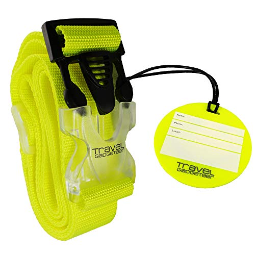 Correa de equipaje + etiqueta correspondiente | COLORES BRILLANTES Ayuda a identificar fácilmente su equipaje