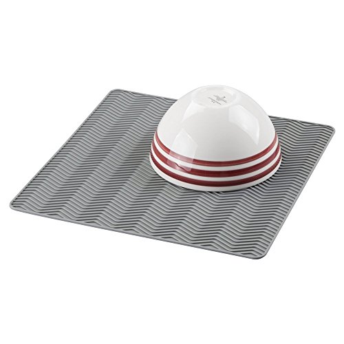 mDesign Abtropfmatte Silikon in grau – Spülablage (medium) für die Küche - auch als Untersetzer für Töpfe und Pfannen bestens geeignet – spülmaschinenfest