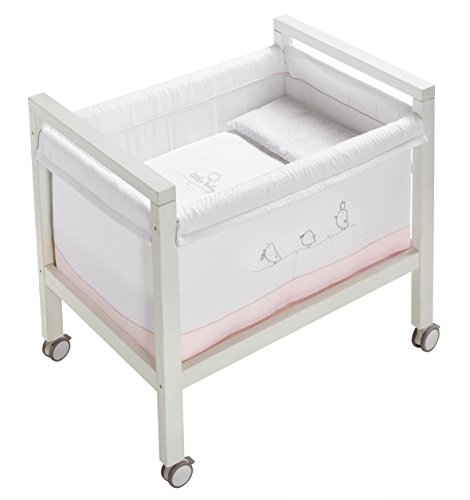 PETIT PRAIA Piu Piu Rosa 100 Percent Printed Soft Cotton Moon Crib (50 x 80 x 75 cm, Small, White/Pink/Lilac)