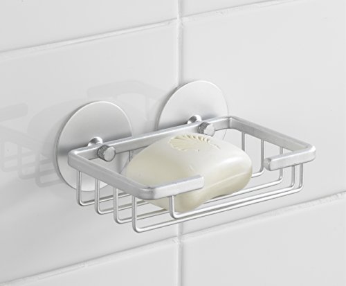 WENKO 18843100 Turbo-Loc Seifenablage Aluminium – Seifenschale, Befestigen ohne bohren, Aluminium, 15 x 6 x 10 cm, Matt - 2