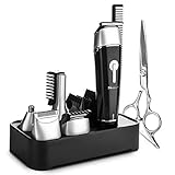 Nota importante: la licencia de este producto pertenece solo al vendedor Navanino Technology Ltd. eEl vendedor -MisikaEU y jkjkllolkjlklj- se está apropiando ilegalmente, POR FAVOR, no se deje engañar. ★Set de peluquería profesional 6-1★ 5 convertidores de diferentes funciones + 1 Tijeras de peluquería. Viene con accesorios de cortador de pelo, recortador de barba, recortador de precisión, máquina de afeitar, recortador de nariz/orejas. Proporciona más opciones para el estilo de pelo