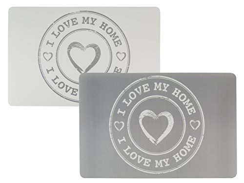 Bada Bing 6er Set Tischset I Love my Home Herz weiß grau