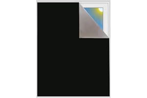 ‎SUNCE24 Verdunklungsstoff Meterware | Hitzeschutz oder Kälteschutz | Sonnenschutz zu 100% Verdunkelung | Folie mit Thermobeschichtung für alle Fenster | Rollo ohne bohren | Blackout (Schwarz nur Stoff)