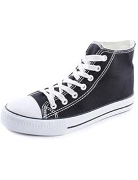 Damen Leinenschuh Canvas Turnschuhe hoch weiss schwarz blau