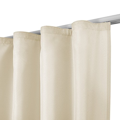 Beautissu® Blickdichter Kräuselband-Vorhang Amelie – 140×175 cm Creme (Beige) Uni – Dekorative Gardine Universalband - 2