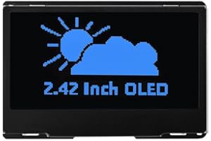 XICOOLEE 2.42inch OLED Display Module - 128x64 Resolution, SPI/I2C Communication, Compatible with Raspberry Pi, Arduino, SSD1309 Driver Chip with Metal Case (Blue)