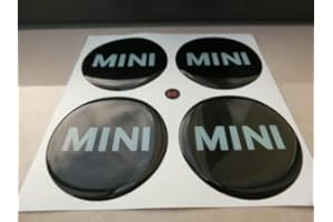 Lot de 4 stickers cache-moyeux pour Mini Cooper en résine, effet 3D