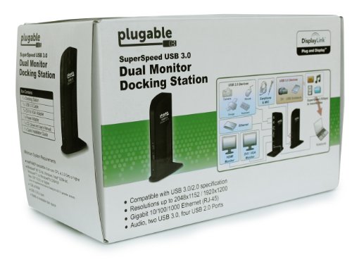 Plugable USB 3.0 Universelle Dockingstation mit zwei Videoausgängen für Windows 10, 8.1, 8, 7, XP (HDMI / DVI / VGA, Gigabit Ethernet Schnittstelle, Audio, 2 USB 3.0 Ports, 4 USB 2.0 Ports, 20W AC Netzadapter) - 6