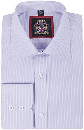 Janeo British Apparel Branded, Classic Canterbury Self Stripe Mens Shirt, Single & Double Cuff Sleeve. Lavender, Double - 14.13
