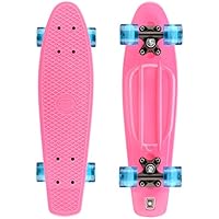 Xootz Kid's Complete-Skateboard in stile retrò in plastica con luce LED, con ruote, colore: rosa, 22 cm