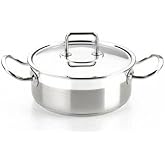 BRA Professional | Casserole Dish With Lid Stainless Steel Professional 22 | Suitable for all types of cookers, including ind